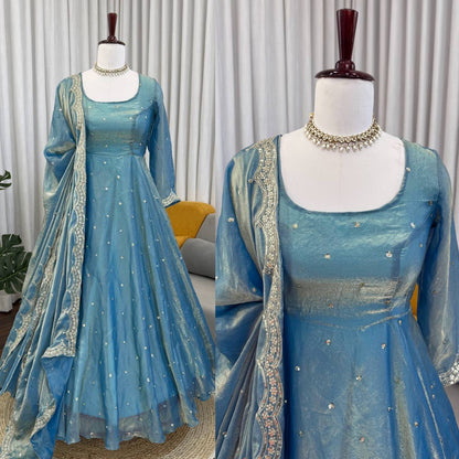 Beautiful Fendy Silk Thread With Sequence Work Gown