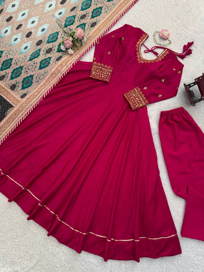 Chinon Anarkali Suit Thread with Sequence work